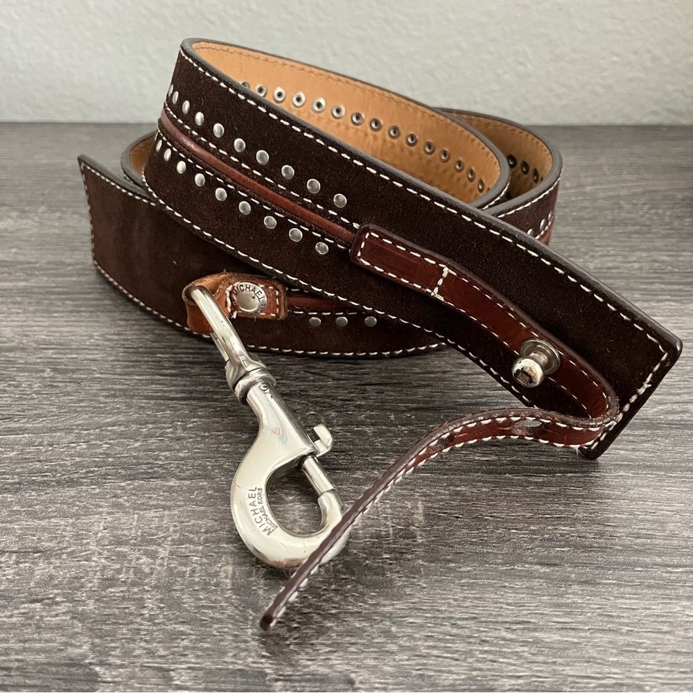 Michael Kors Brown Suede Studded Leather Belt XL